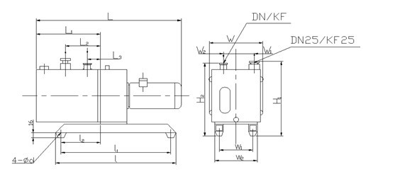 2XZ型旋片式真空泵安装尺寸图
